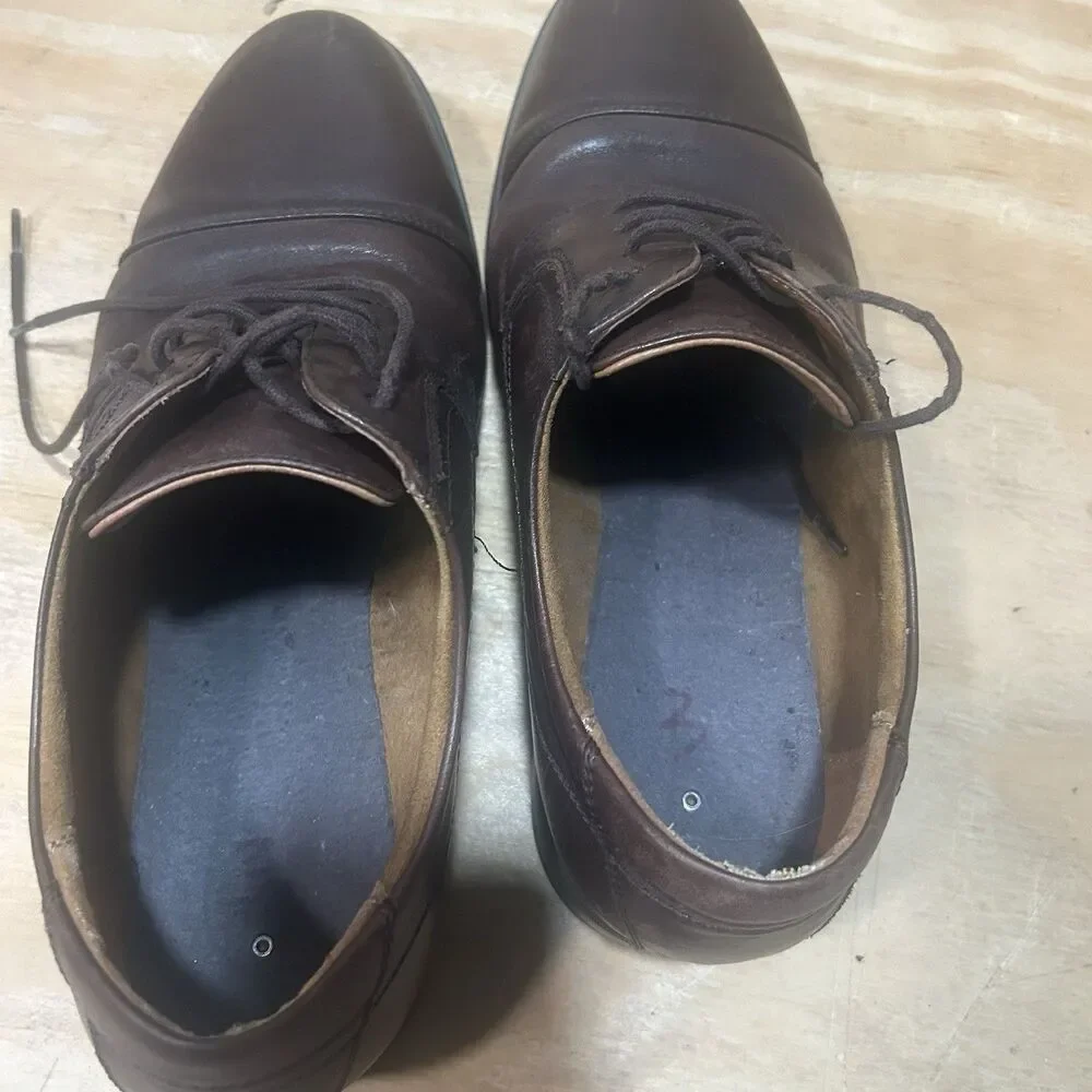 Florsheim Cognac Dark Brown Leather Cap Toe Oxford Shoes Sz 10.5 EEE Extra Wide